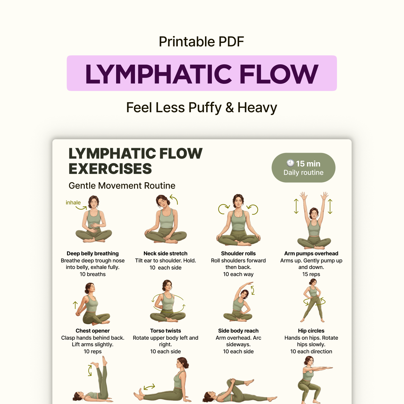 Lymphatic Flow Exercises | Printable PDF