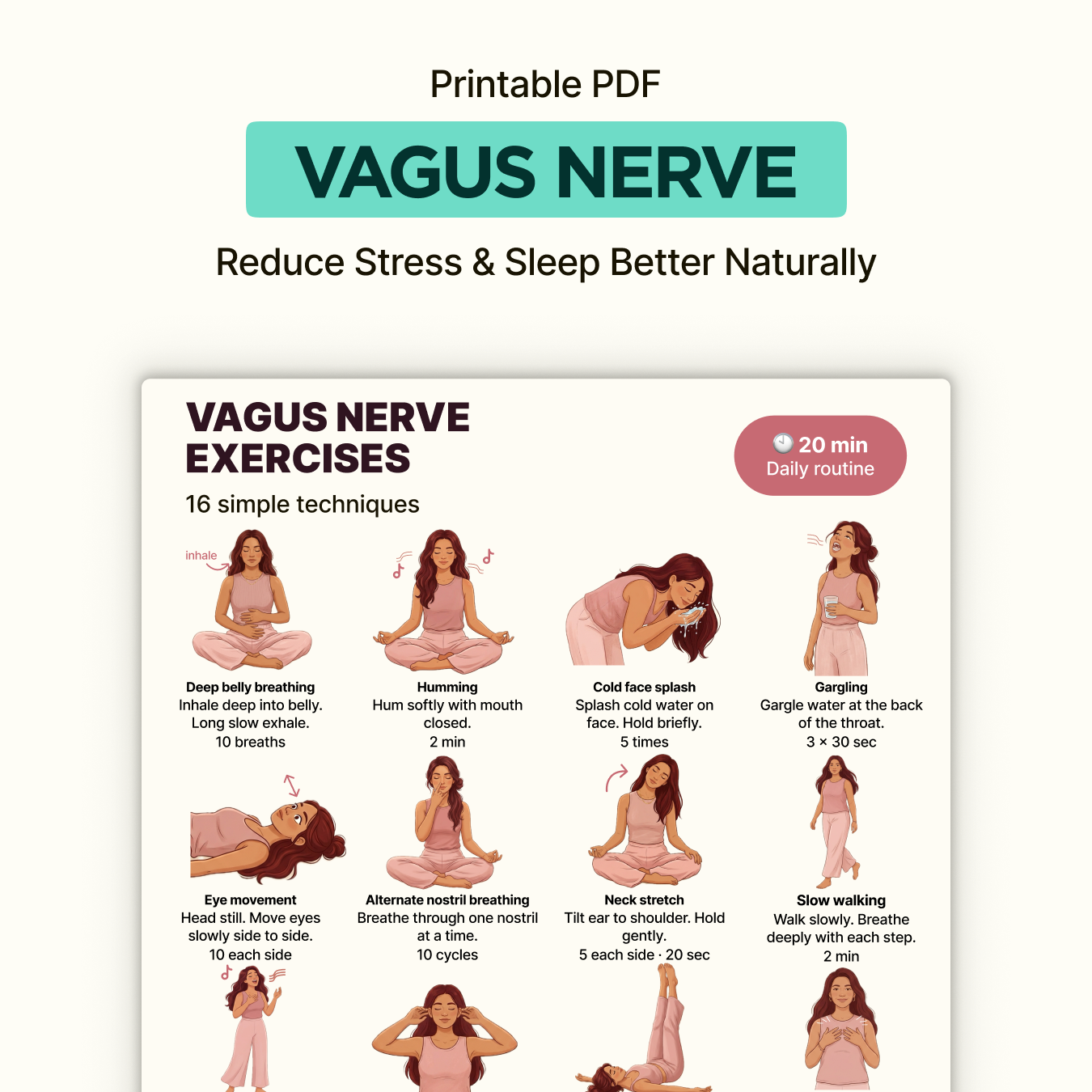 Vagus Nerve Exercises | Printable PDF